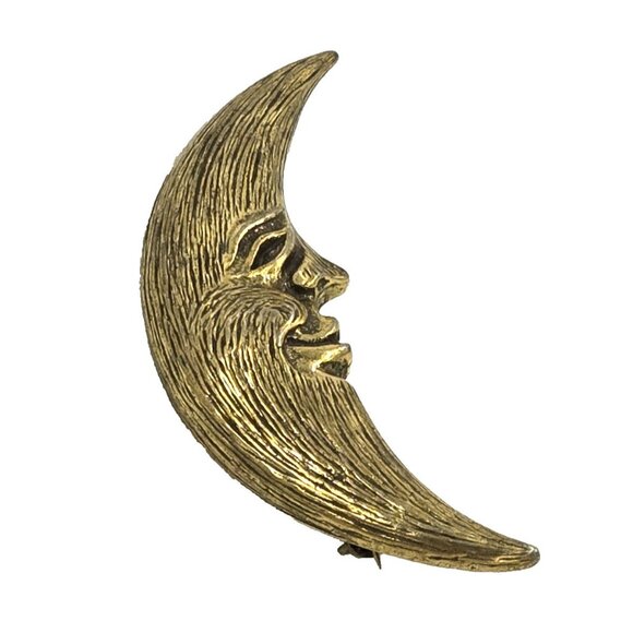 Vintage ZENTALL Man in the Moon Face Brooch - Picture 2 of 8